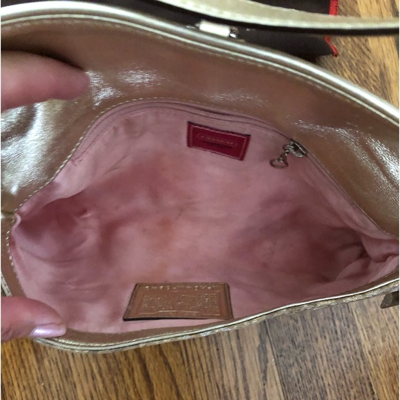 Coach runway collection metallic wristlet leather trim - Picture 5 of 7